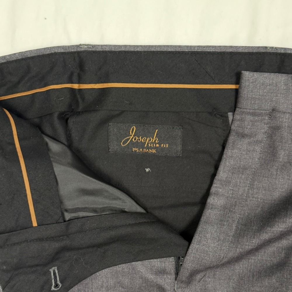 Jos A Bank Joseph Slim Fit Dress Pants Gray 38x32 Flat Front Professional Formal - Picture 4 of 9